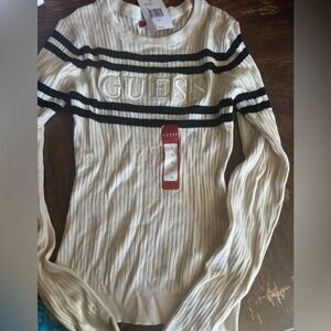 Guess Ribbed Sweater with Black Stripes